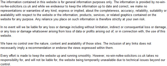 website disclaimer
